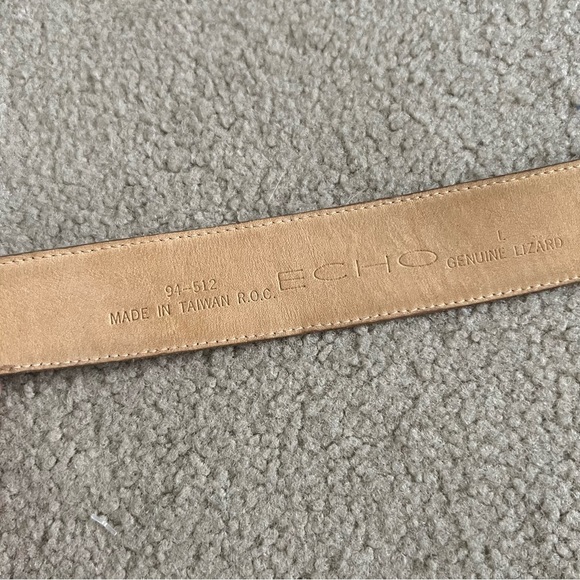 Vintage 70s / 80s Echo Taupe Tan Genuine Lizard Adjustable Cinch Belt main image 3